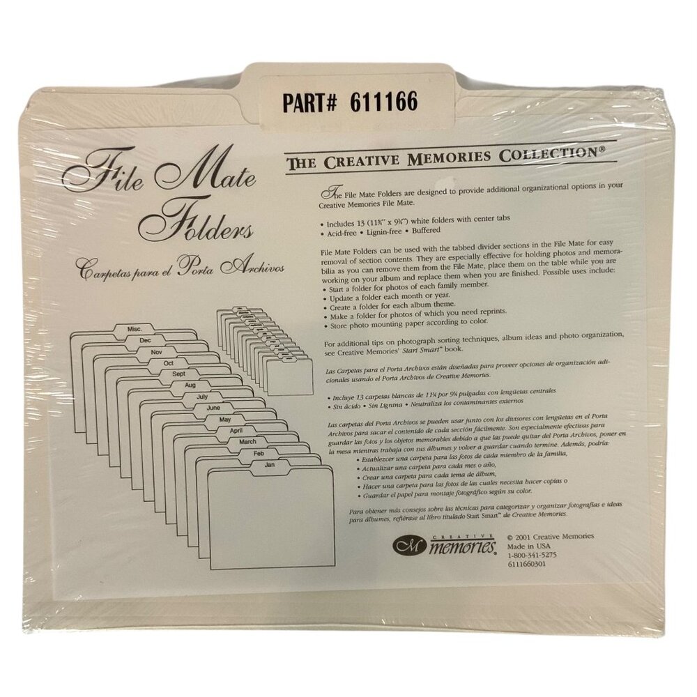 Creative Memories File Mate Folders 2001 Part 611166 Scrapbook Organization